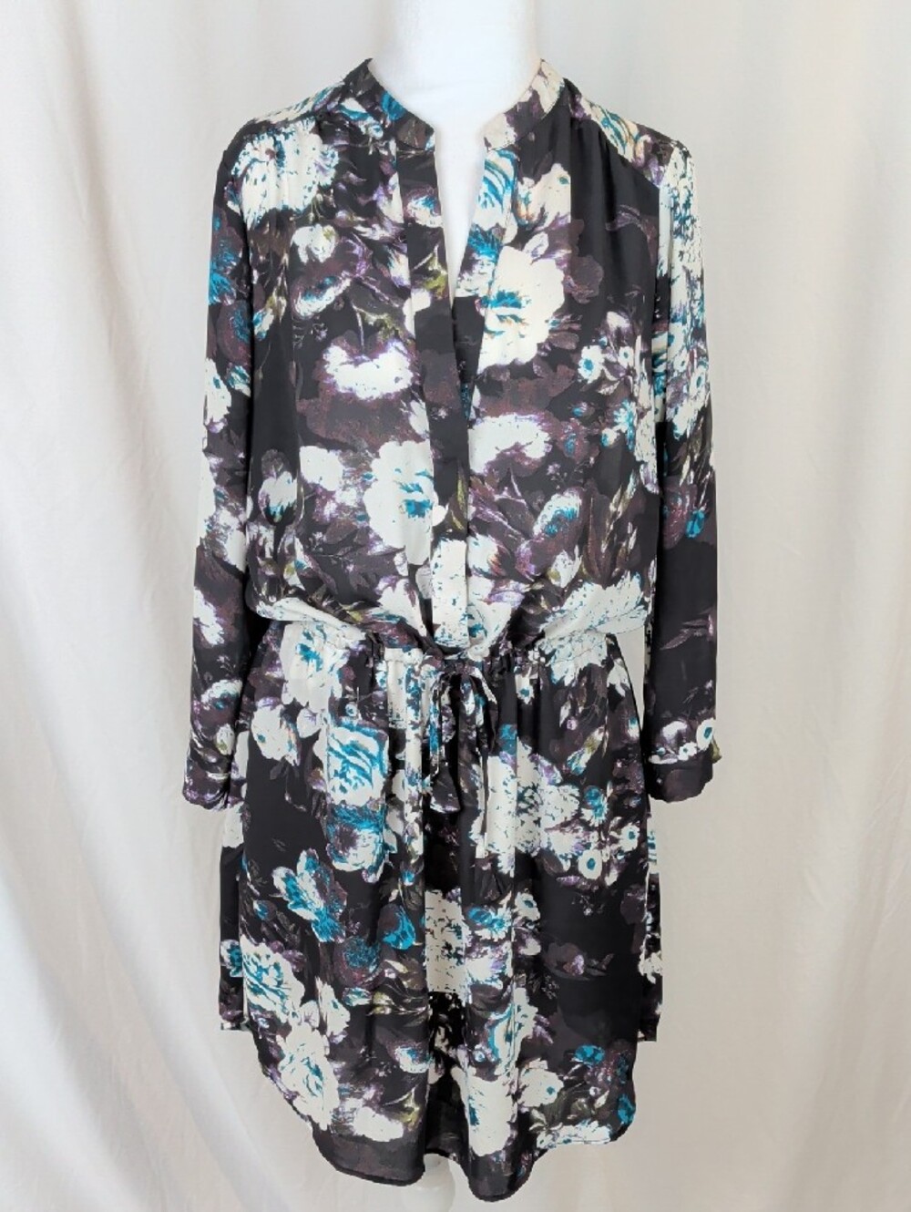 NWOT Kismet Floral Long Sleeve Drawstring Dress W/ Pockets Size Large -